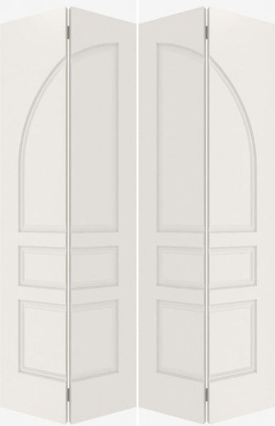 WDMA 44x80 Door (3ft8in by 6ft8in) Interior Barn Smooth 3070 MDF Pair 3 Panel Round Panel Double Door 1