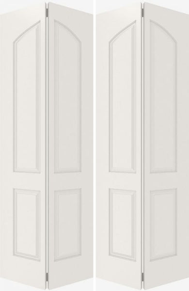 WDMA 44x80 Door (3ft8in by 6ft8in) Interior Bifold Smooth 4020 MDF 4 Panel Arch Panel Double Door 1