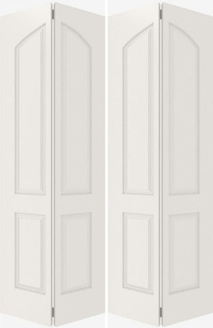 WDMA 44x80 Door (3ft8in by 6ft8in) Interior Bifold Smooth 4020 MDF 4 Panel Arch Panel Double Door 1