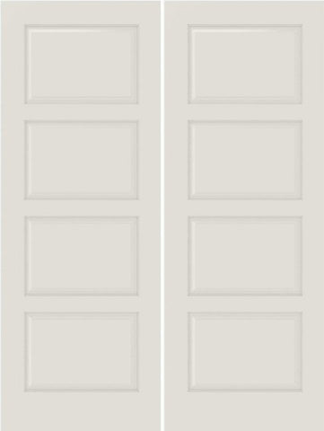 WDMA 44x80 Door (3ft8in by 6ft8in) Interior Swing Smooth 4100 MDF 4 Panel Double Door 1