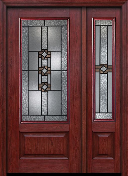 WDMA 44x80 Door (3ft8in by 6ft8in) Exterior Cherry 3/4 Lite 1 Panel Single Entry Door Sidelight Mission Ridge Glass 1