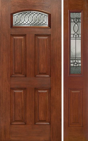 WDMA 44x80 Door (3ft8in by 6ft8in) Exterior Mahogany Camber Top Single Entry Door Sidelight PS Glass 1