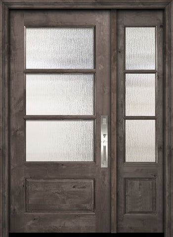 WDMA 44x80 Door (3ft8in by 6ft8in) Exterior Knotty Alder 80in 2/3 Lite 3 Lite SDL Estancia Alder Door /1side 1