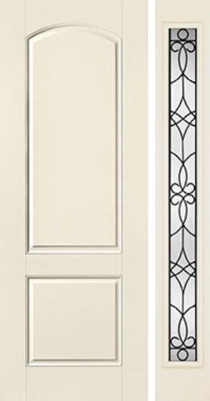 WDMA 44x96 Door (3ft8in by 8ft) Exterior Smooth 8ft 2 Panel Soft Arch Star Door 1 Side Salinas Full Lite Flush 1