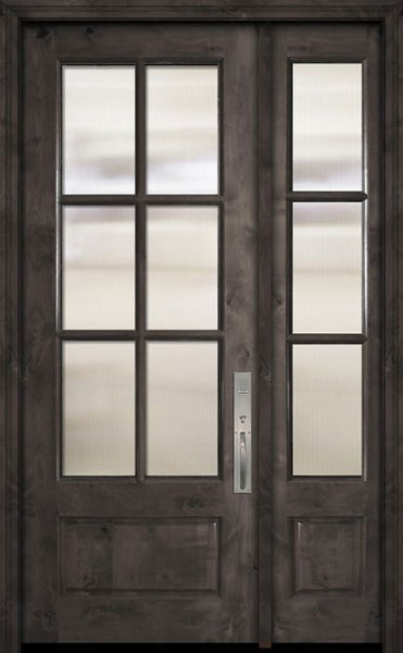 WDMA 44x96 Door (3ft8in by 8ft) Exterior Knotty Alder 96in 3/4 Lite 6 Lite SDL Estancia Alder Door /1side 1