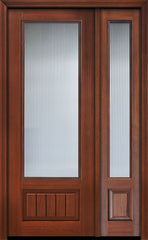 WDMA 44x96 Door (3ft8in by 8ft) Patio Cherry IMPACT | 96in 3/4 Lite Privacy Glass V-Grooved Panel Door /1side 1