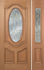 WDMA 46x80 Door (3ft10in by 6ft8in) Exterior Mahogany Carmel Single Door/1side w/ CO Glass - 6ft8in Tall 1