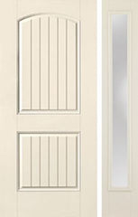 WDMA 46x80 Door (3ft10in by 6ft8in) Exterior Smooth 2 Panel Plank Soft Arch Star Door 1 Side Clear 1