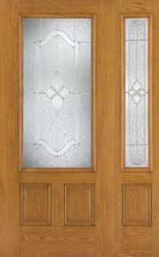 WDMA 46x80 Door (3ft10in by 6ft8in) Exterior Oak Fiberglass Door 3/4 Lite Concorde 6ft8in 1 Sidelight 1