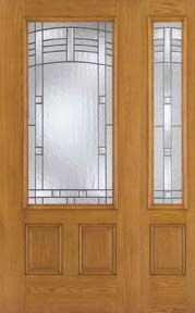 WDMA 46x80 Door (3ft10in by 6ft8in) Exterior Oak Fiberglass Door 3/4 Lite Maple Park 6ft8in 1 Sidelight 1