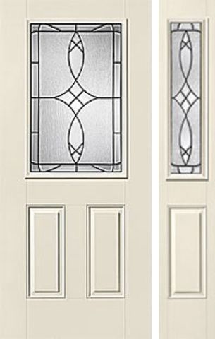 WDMA 46x80 Door (3ft10in by 6ft8in) Exterior Smooth Blackstone Half Lite 2 Panel Star Door 1 Side Half Lite Sidelight 1