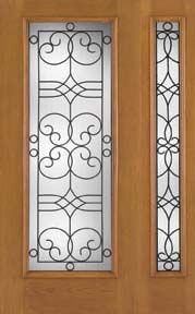 WDMA 46x80 Door (3ft10in by 6ft8in) Exterior Oak Fiberglass Impact Door Full Lite Salinas 6ft8in 1 Sidelight 1