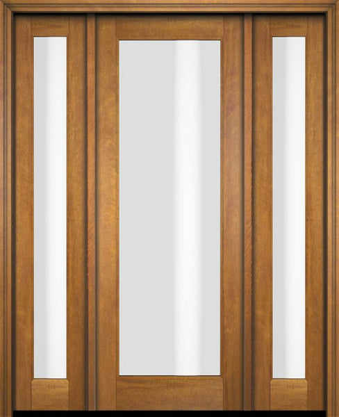 WDMA 46x84 Door (3ft10in by 7ft) Exterior Swing Mahogany Full Lite Single Entry Door Sidelights 1