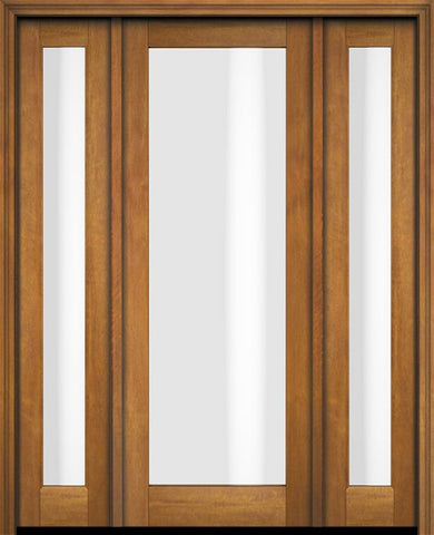 WDMA 46x84 Door (3ft10in by 7ft) Exterior Swing Mahogany Modern Full Lite Shaker Single Entry Door Sidelights 1