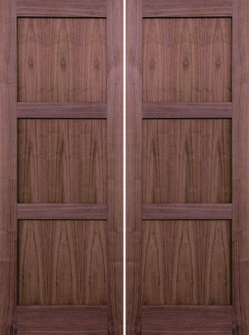 WDMA 48x80 Door (4ft by 6ft8in) Interior Walnut 80in 3 Panel Square Sticking Compression Fit Double Door 1