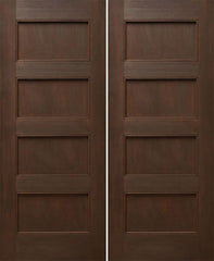 WDMA 48x80 Door (4ft by 6ft8in) Interior Mahogany 80in Four Flat Panels Square Sticking w/Reveal Double Door 1