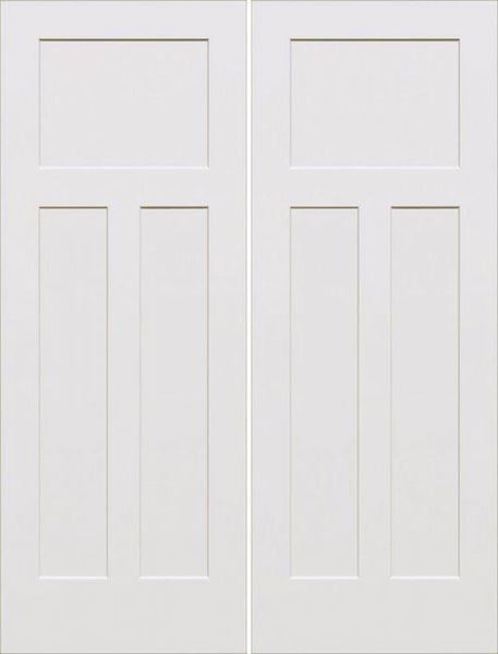 WDMA 48x80 Door (4ft by 6ft8in) Interior Barn Smooth 80in Craftsman III 3 Panel Shaker Solid Core Double Door|1-3/8in Thick 1