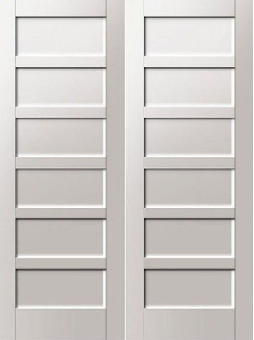 WDMA 48x80 Door (4ft by 6ft8in) Interior Swing Pine 96in Primed 6 Panel Shaker Double Door | 4112 1