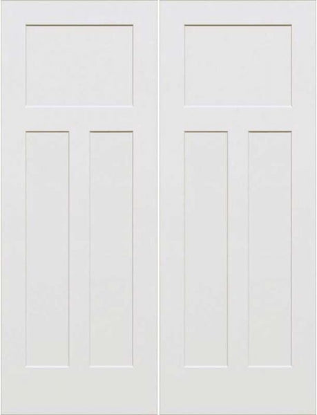 WDMA 48x80 Door (4ft by 6ft8in) Interior Swing Smooth 80in 3-Panel Craftsman Primed Double Door 1