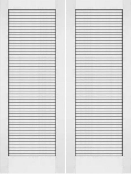 WDMA 48x80 Door (4ft by 6ft8in) Interior Barn Pine 80in Primed Plantation Louvers Double Door | 733 1