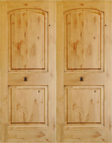 WDMA 48x80 Door (4ft by 6ft8in) Interior Swing Knotty Alder 80in 2 Panel Arch Double Door 1-3/8in Thick KW-121 1