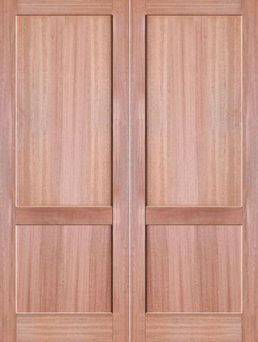 WDMA 48x80 Door (4ft by 6ft8in) Interior Barn Mahogany 2-Panel Solid Shaker Style Double Door SH-17 1