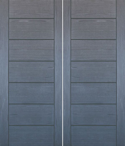 WDMA 48x80 Door (4ft by 6ft8in) Interior Barn Woodgrain Contemporary Modern Ash Gray Double Door MD 15 1