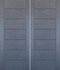 WDMA 48x80 Door (4ft by 6ft8in) Interior Barn Woodgrain Contemporary Modern Ash Gray Double Door MD 15 1