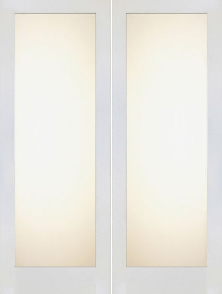 WDMA 48x80 Door (4ft by 6ft8in) Interior Barn Paint grade Full Lite Shaker Style White Double Door w/ Matte Glass SH-14 1