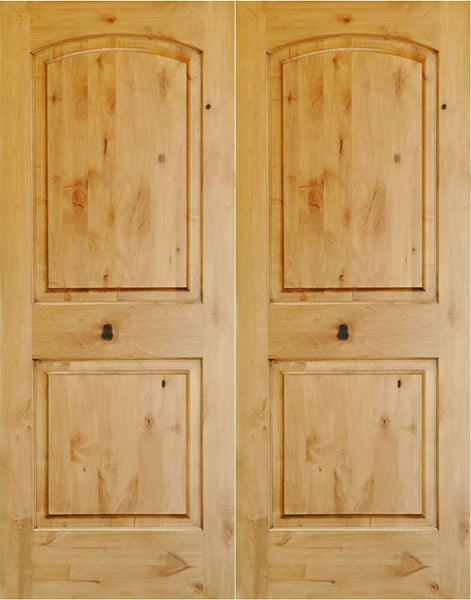 WDMA 48x80 Door (4ft by 6ft8in) Interior Barn Knotty Alder 80in 2 Panel Arch Double Door 1-3/4in Thick KW-121 1