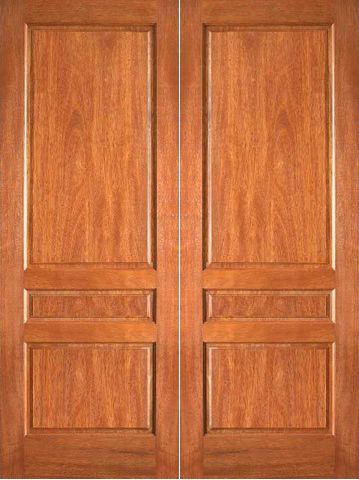 WDMA 48x80 Door (4ft by 6ft8in) Interior Barn Mahogany P-630 3 Panel Double Door 1