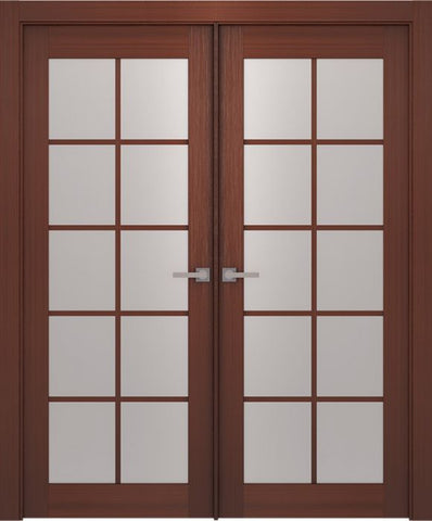 WDMA 48x80 Door (4ft by 6ft8in) Interior Barn Wenge Prefinished 10 Lite French Modern Double Door 1