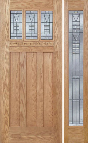 WDMA 48x80 Door (4ft by 6ft8in) Exterior Oak Barnsdale Single Door/1 Full-lite side w/ B Glass 1