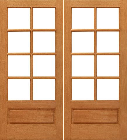 WDMA 48x80 Door (4ft by 6ft8in) Interior Barn Mahogany 8-lite Brazilian 1 Panel IG Glass Double Door 1