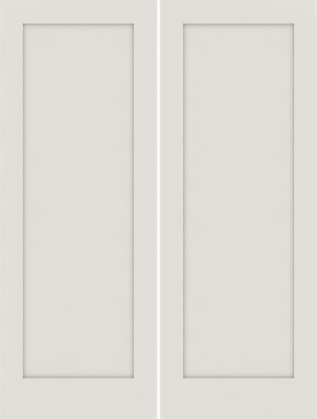 WDMA 48x84 Door (4ft by 7ft) Interior Swing Smooth 84in Primed 1 Panel Shaker Double Door|1-3/8in Thick 1