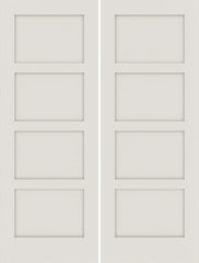 WDMA 48x84 Door (4ft by 7ft) Interior Swing Smooth 84in Primed 4 Panel Shaker Double Door|1-3/4in Thick 1