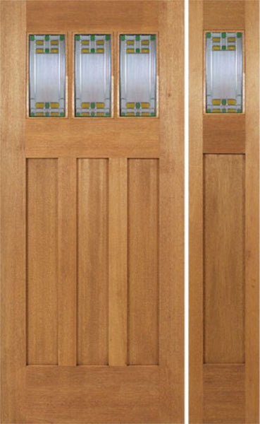 WDMA 48x84 Door (4ft by 7ft) Exterior Mahogany Barnsdale Single Door/1side w/ GO Glass 1