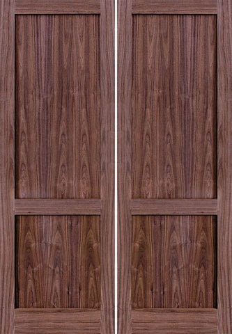 WDMA 48x96 Door (4ft by 8ft) Interior Walnut 96in 2 Panel Square Sticking Compression Fit Double Door 1