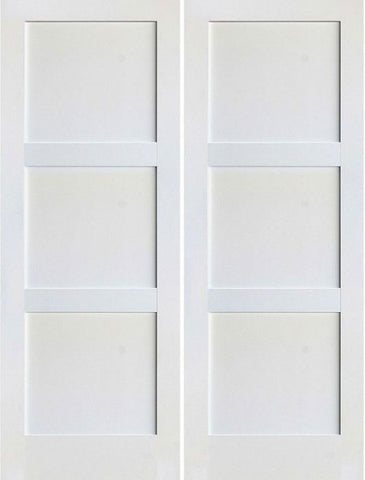 WDMA 48x96 Door (4ft by 8ft) Interior Swing Smooth 96in 3 Panel Primed Shaker 1-3/8in Double Door 1