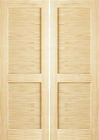 WDMA 48x96 Door (4ft by 8ft) Interior Barn Pine 96in Louver/Louver Clear Double Door 1