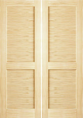 WDMA 48x96 Door (4ft by 8ft) Interior Barn Pine 96in Louver/Louver Clear Double Door 1