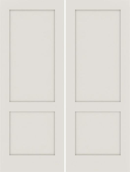 WDMA 48x96 Door (4ft by 8ft) Interior Swing Smooth 96in Primed 2 Panel Shaker Double Door|1-3/4in Thick 1