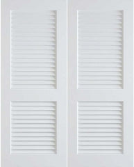 WDMA 48x96 Door (4ft by 8ft) Interior Swing Pine 96in Primed Plantation Louvers Double Door | 784 1