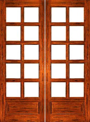 WDMA 48x96 Door (4ft by 8ft) French Tropical Hardwood Rustic-10-lite-P/B Patio Solid 1 Panel IG Glass Double Door 1