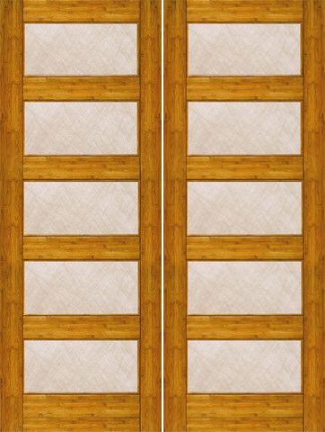 WDMA 48x96 Door (4ft by 8ft) Interior Barn Bamboo BM-15 Contemporary 5 Lite Silk Glass Double Door 1