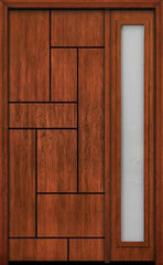 WDMA 48x96 Door (4ft by 8ft) Exterior Cherry 96in Contemporary Lines Groove Single Entry Door Sidelight 1