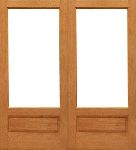 WDMA 48x96 Door (4ft by 8ft) Interior Barn Mahogany 1-lite-P/B Brazilian 1 Panel IG Glass Double Door 1