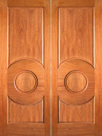 WDMA 48x96 Door (4ft by 8ft) Interior Barn Mahogany P-680 Wood 3 Panel Circle Panel Double Door 1