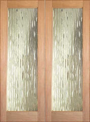 WDMA 48x96 Door (4ft by 8ft) Interior Swing Tropical Hardwood Conemporary Glass Double Door FG-3 Waterfall 1