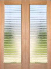 WDMA 48x96 Door (4ft by 8ft) Interior Barn Tropical Hardwood Modern Double Door 1-Lite FG-7 Deco Bars Glass 1